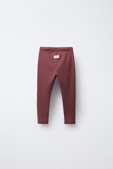 GERIPPTE LEGGINGS MIT ETIKETT - Bordeaux hell von Zara