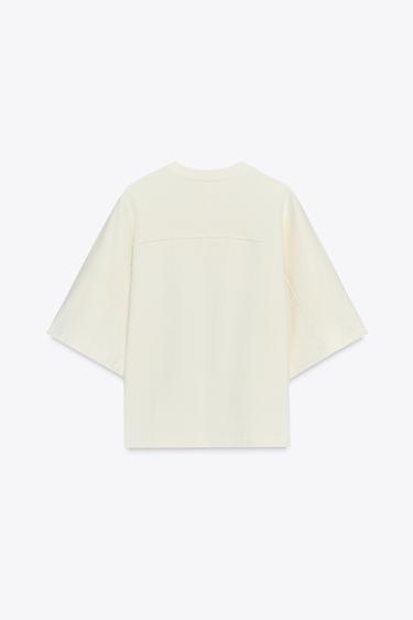 RUSTIC SHORT SLEEVE SWEATSHIRT - Ecru by Zara - Image 5