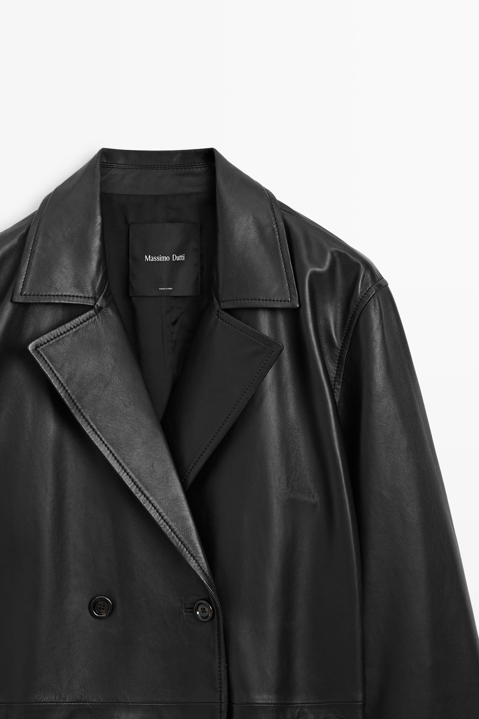 Long nappa leather trench coat - Black | ZARA United States