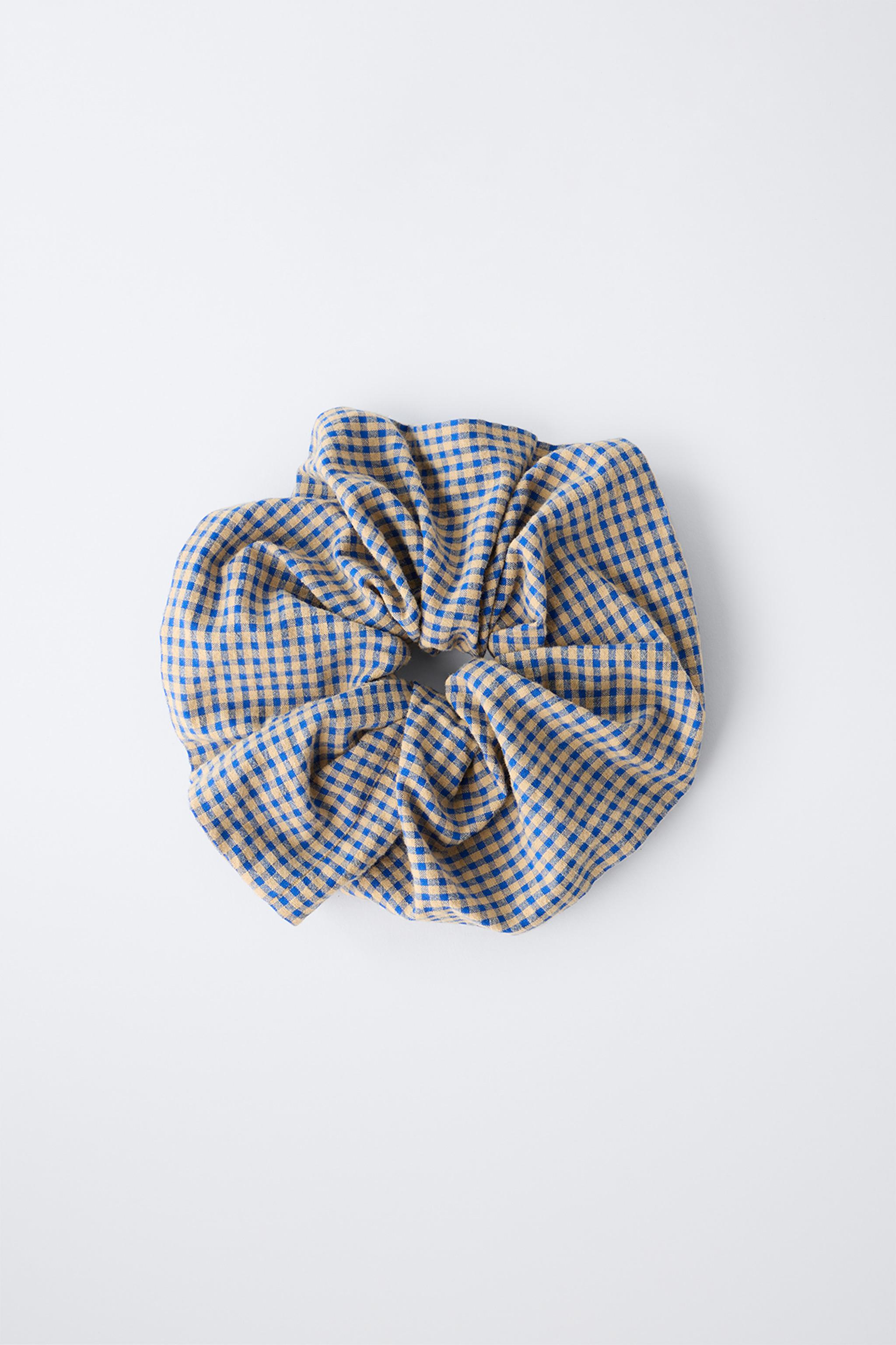 GINGHAM HAIR TIE - Ecru / Blue | ZARA United States