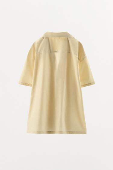 POPLIN SHIRT WITH STITCHING - Ecru by Zara - Image 7