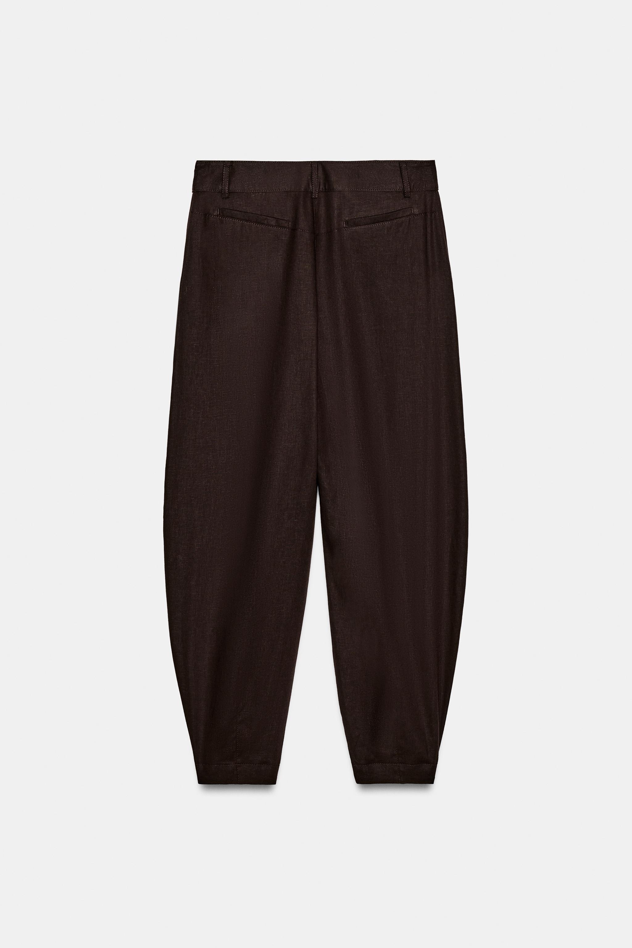 Zara Keten Barrel Pantolon görsel 4