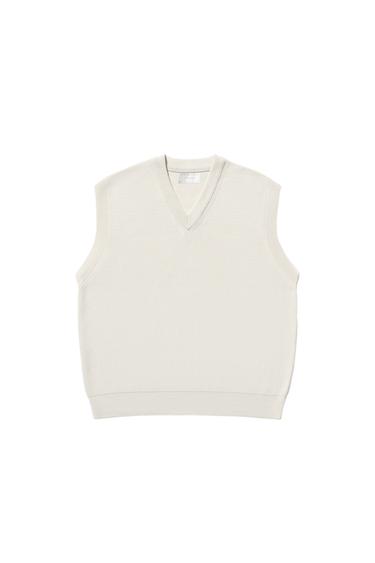 코튼 니트 베스트 - Zara 스톤