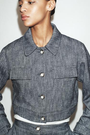SHORT TEXTURED JACKET - Blue/White by Zara