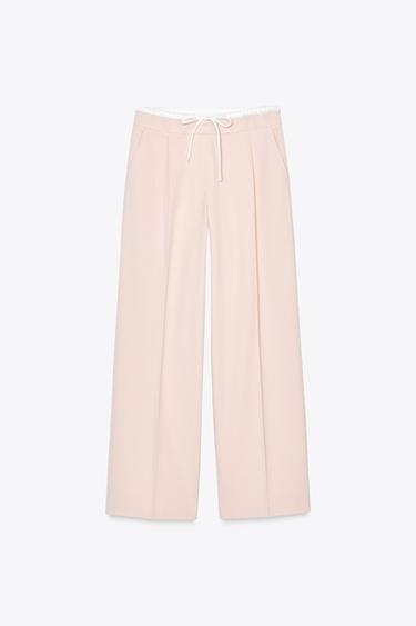 WIDE-LEG TROUSERS WITH DOUBLE WAISTBAND - Dusty pink by Zara - Image 0