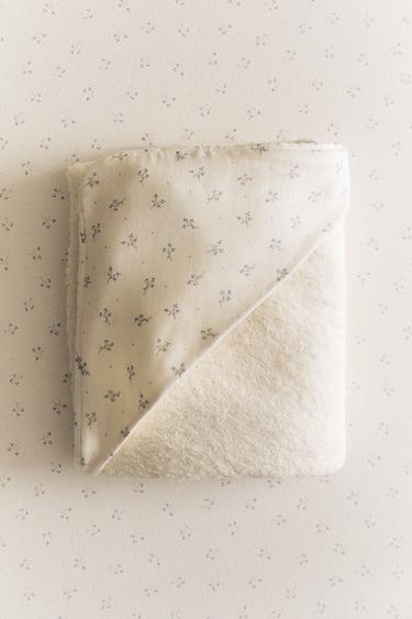 BABY MINI FLOWER HOODED BATH TOWEL - Oyster-white by Zara - Image 5