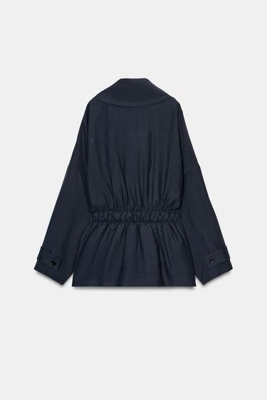 ZW COLLECTION SHORT FLOWING TRENCH COAT - Navy blue by Zara - Image 6