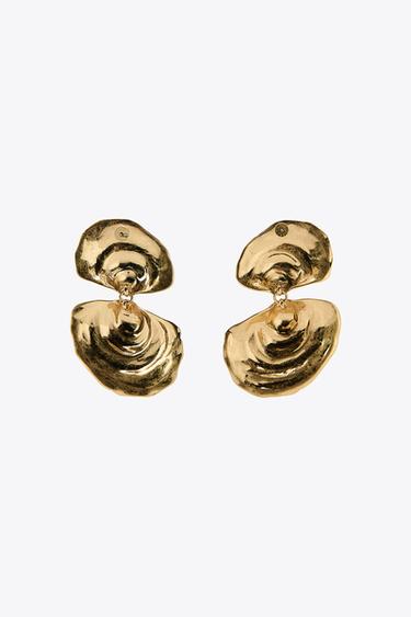 DOUBLE SEASHELL EARRINGS - Golden by Zara - Image 2