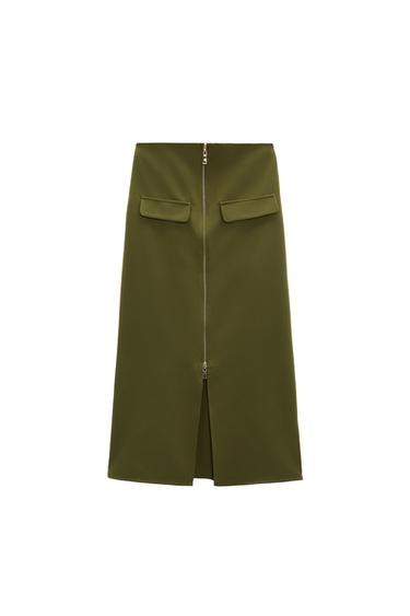ZIPPERED MIDI CARGO SKIRT