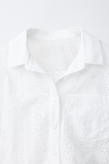 PACK CHEMISE AVEC HAUT SCHIFFLY - Blanc cassé de Zara - Image 4