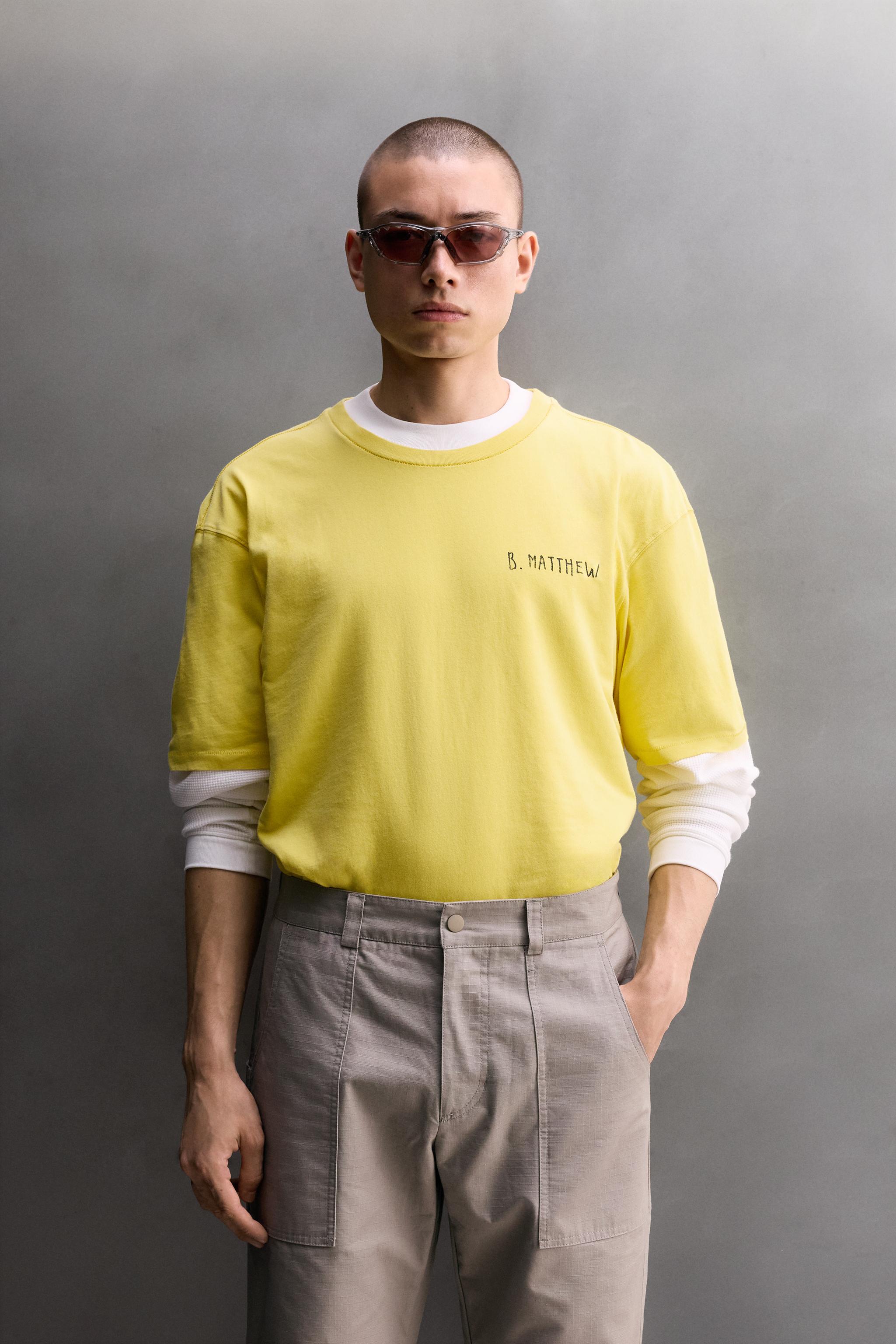 RELAXED FIT PRINTED T-SHIRT — Yellow