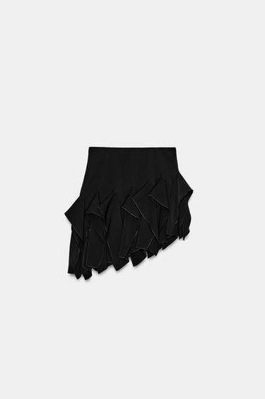 ZW COLLECTION SHORT RUFFLED SKIRT - Black by Zara - Image 7