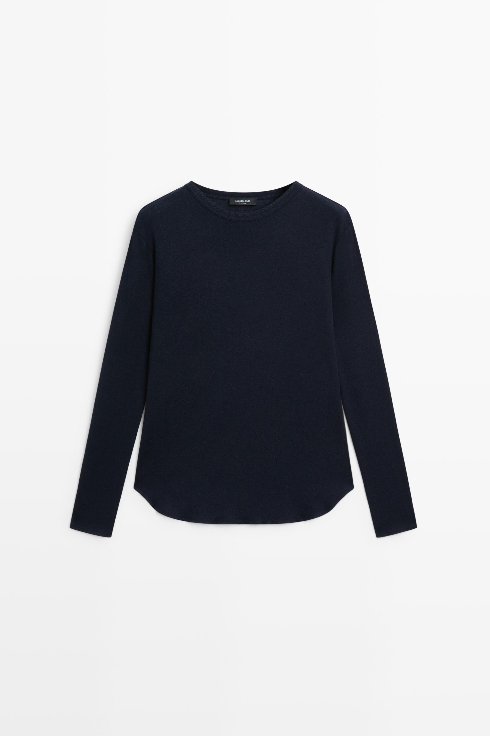 Long sleeve wool-blend T-shirt