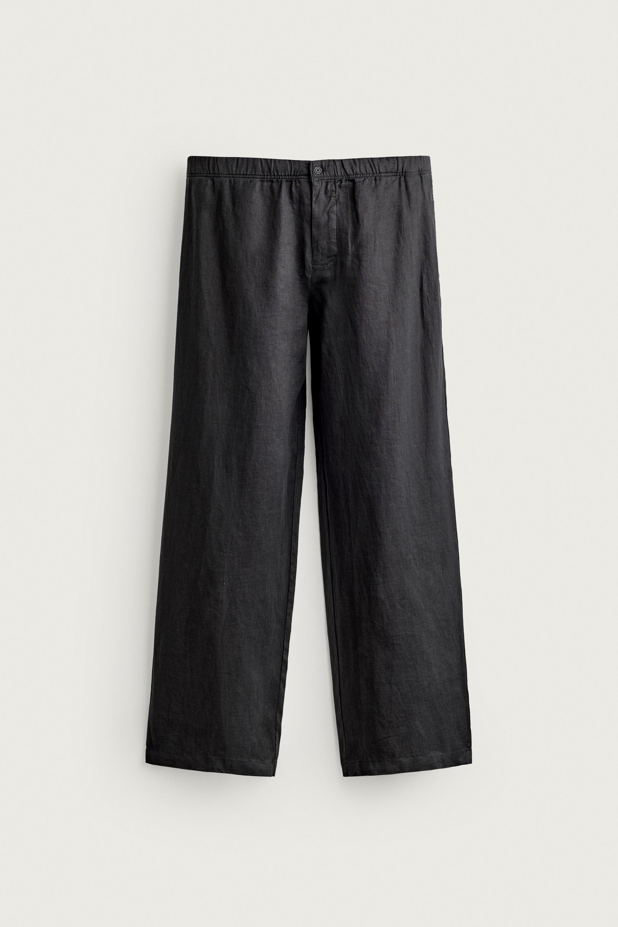 Zara %100 KETEN RELAXED FIT PANTOLON görsel 5