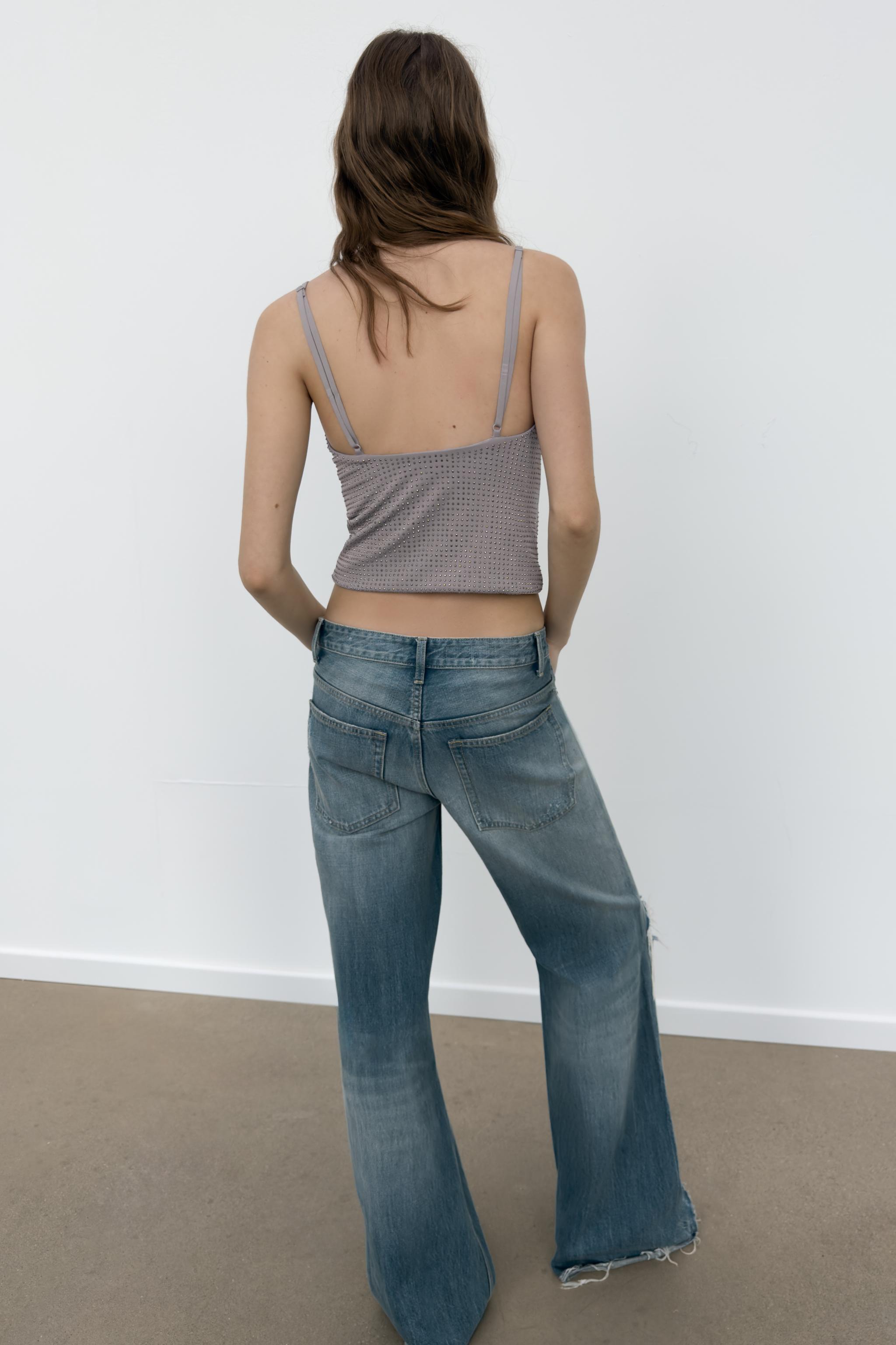 SPARKLY STRAP TOP - Dark gray | ZARA United States