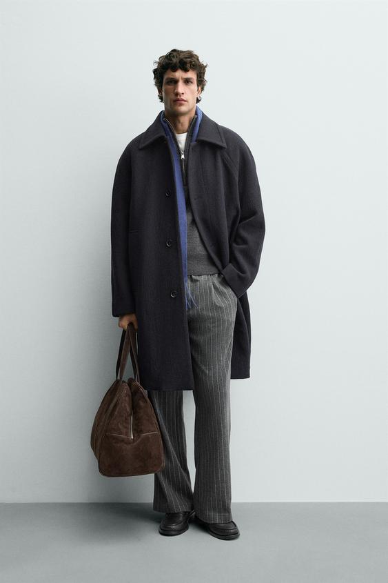 TEXTURED WOOL BLEND COAT