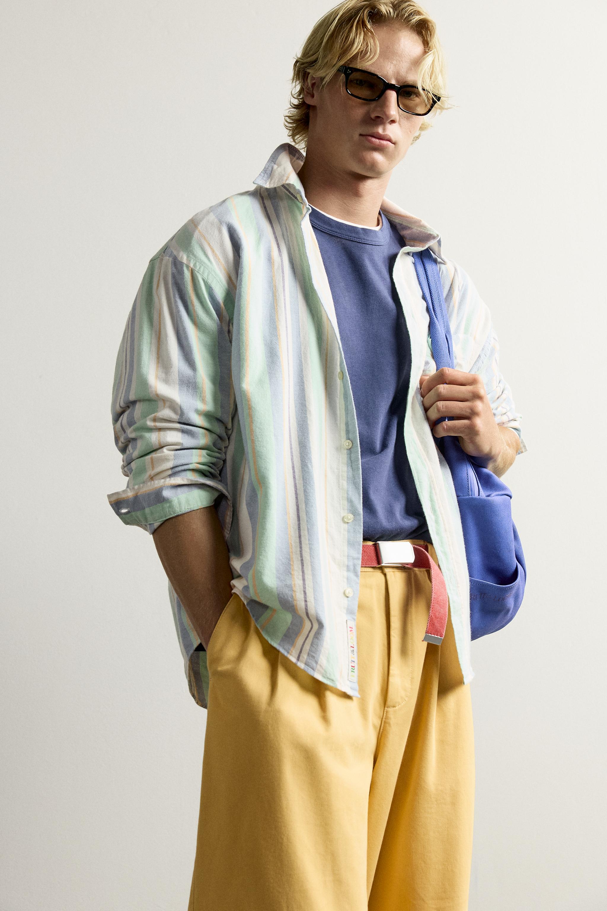 Zara FRUIT OF THE LOOM™ ÇİZGİLİ OXFORD GÖMLEK görsel 5
