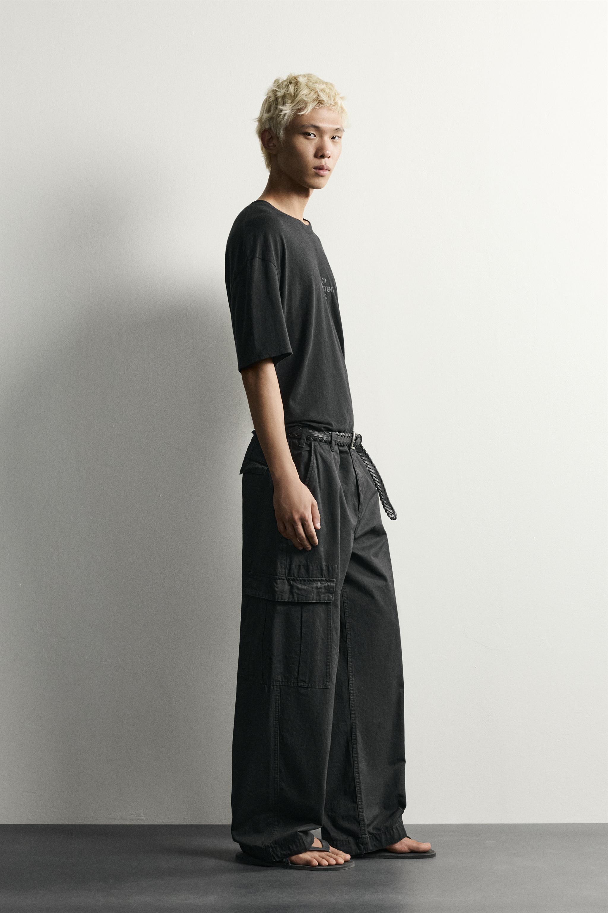 Мужские футболки Zara RELAXED FIT WASHED TEXT T-SHIRT — фото 4