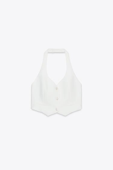 FITTED HALTER WAISTCOAT - Ecru by Zara - Image 0