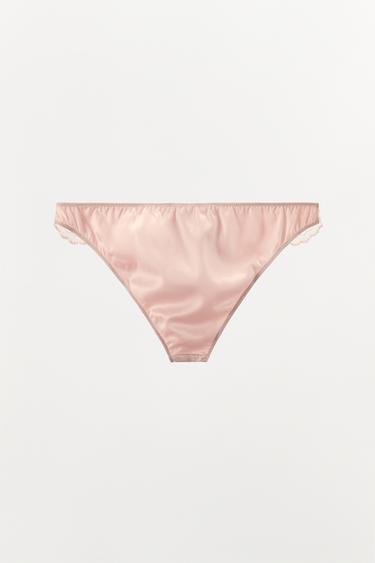 CONTRAST EMBROIDERED BRIEFS - Chalk pink by Zara - Image 4