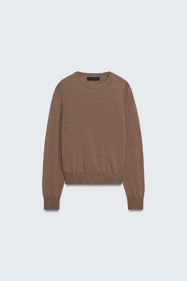 JERSEY 100% LANA PUNTO LISO - Marrón claro de Zara