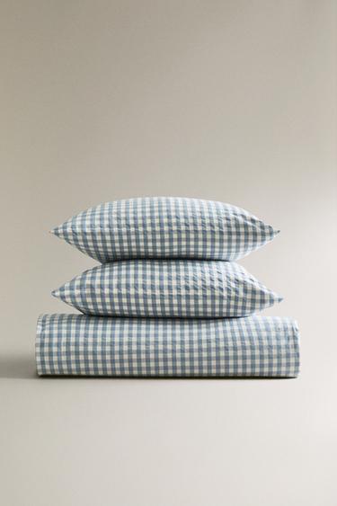COPRIPIUMINO COTONE QUADRI VICHY - Blu di Zara - Immagine 0