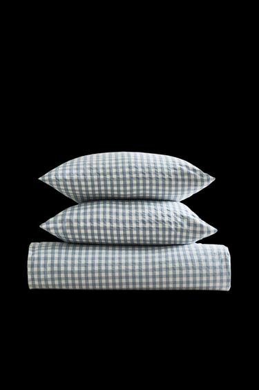 GINGHAM COTTON DUVET COVER - Blue by Zara - Image 0