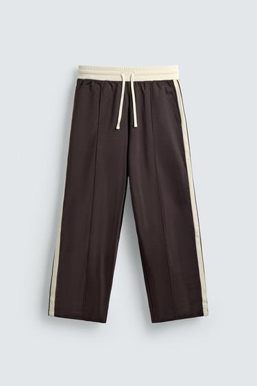 WIDE-LEG JOGGER TROUSERS WITH SIDE TAPING - Burgundy by Zara