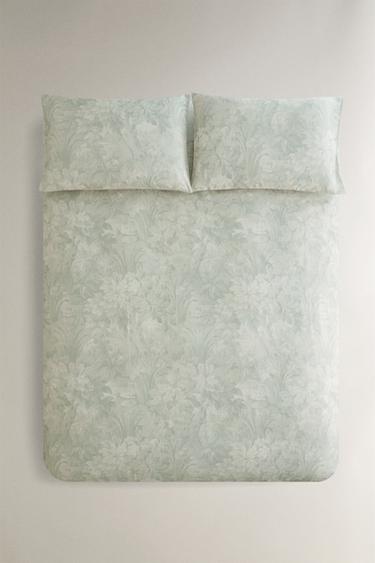 DUVET COVER WITH FLORAL AND BRANCH PRINT - Light green by Zara