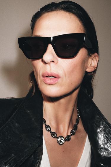 METAL JEWEL PIECES NECKLACE - Anthracite grey by Zara