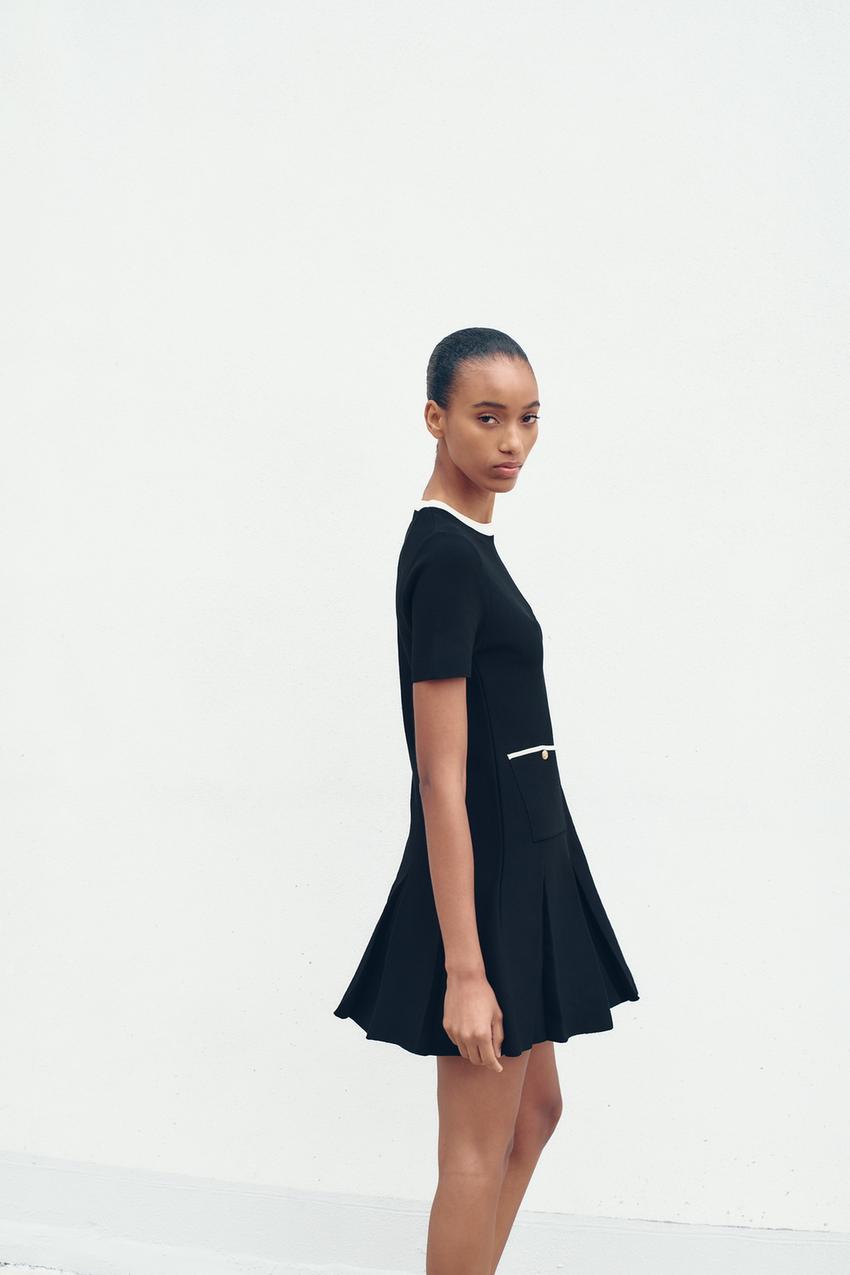 ZARA 味わい深かっ ショート丈ニットワンピース 新品 