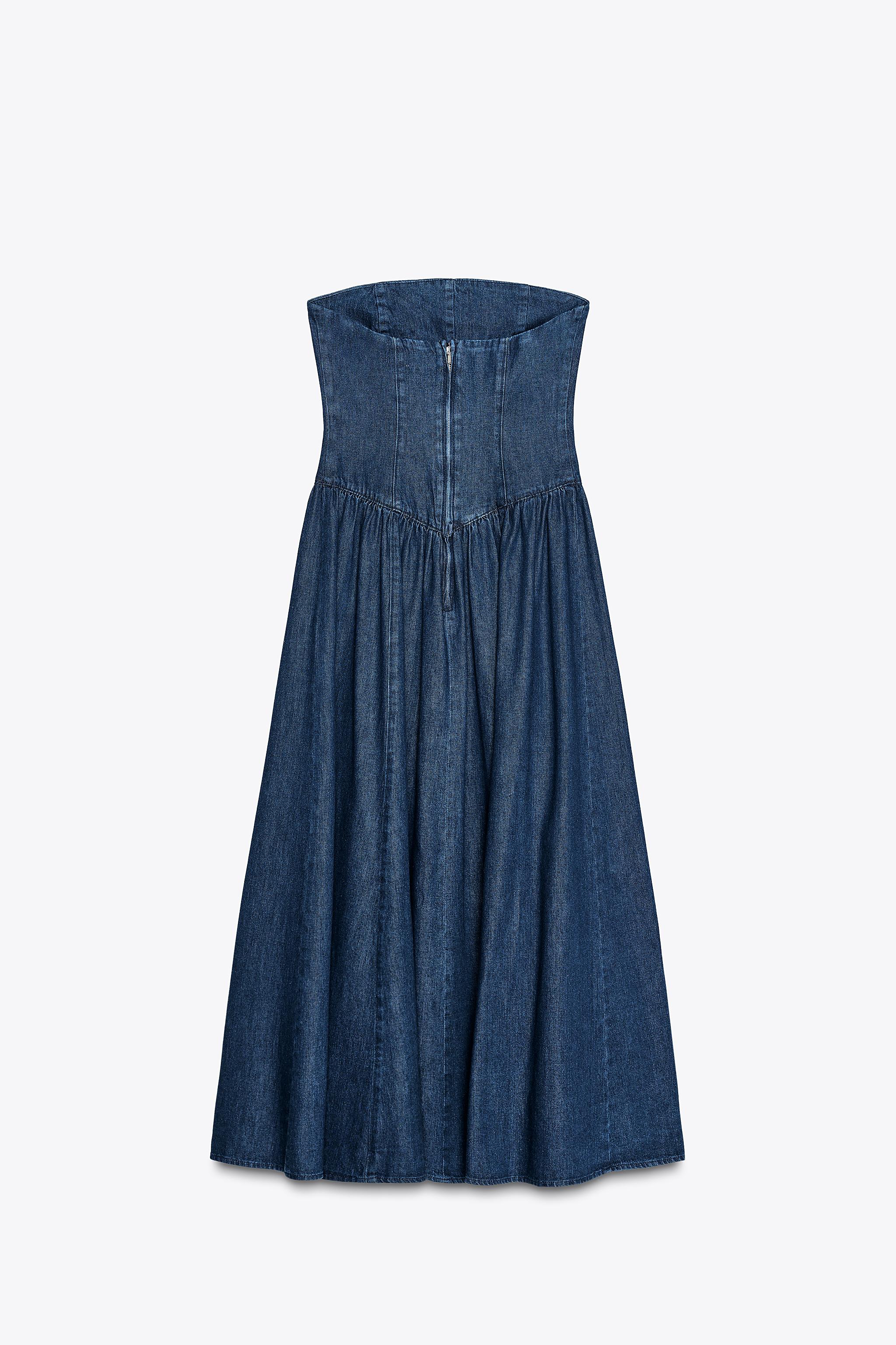 TRF DENIM MIDI DRESS - Blue | ZARA Canada