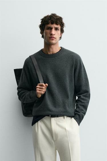 LIGHTWEIGHT WOOL - CASHMERE JUMPER - Blue green by Zara