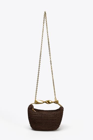 MINI SAC À ANSES MÉTALLIQUES - Chocolat de Zara - Image 4