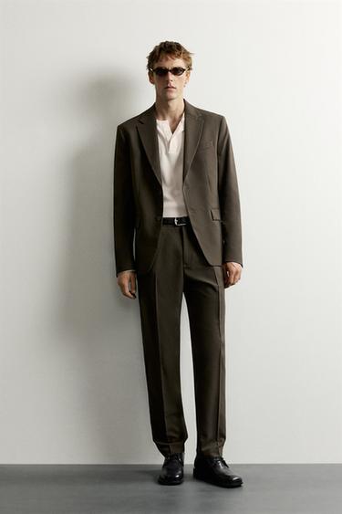 BLAZER TRAJE SLIM FIT - Khaki oscuro de Zara - Imagen 0