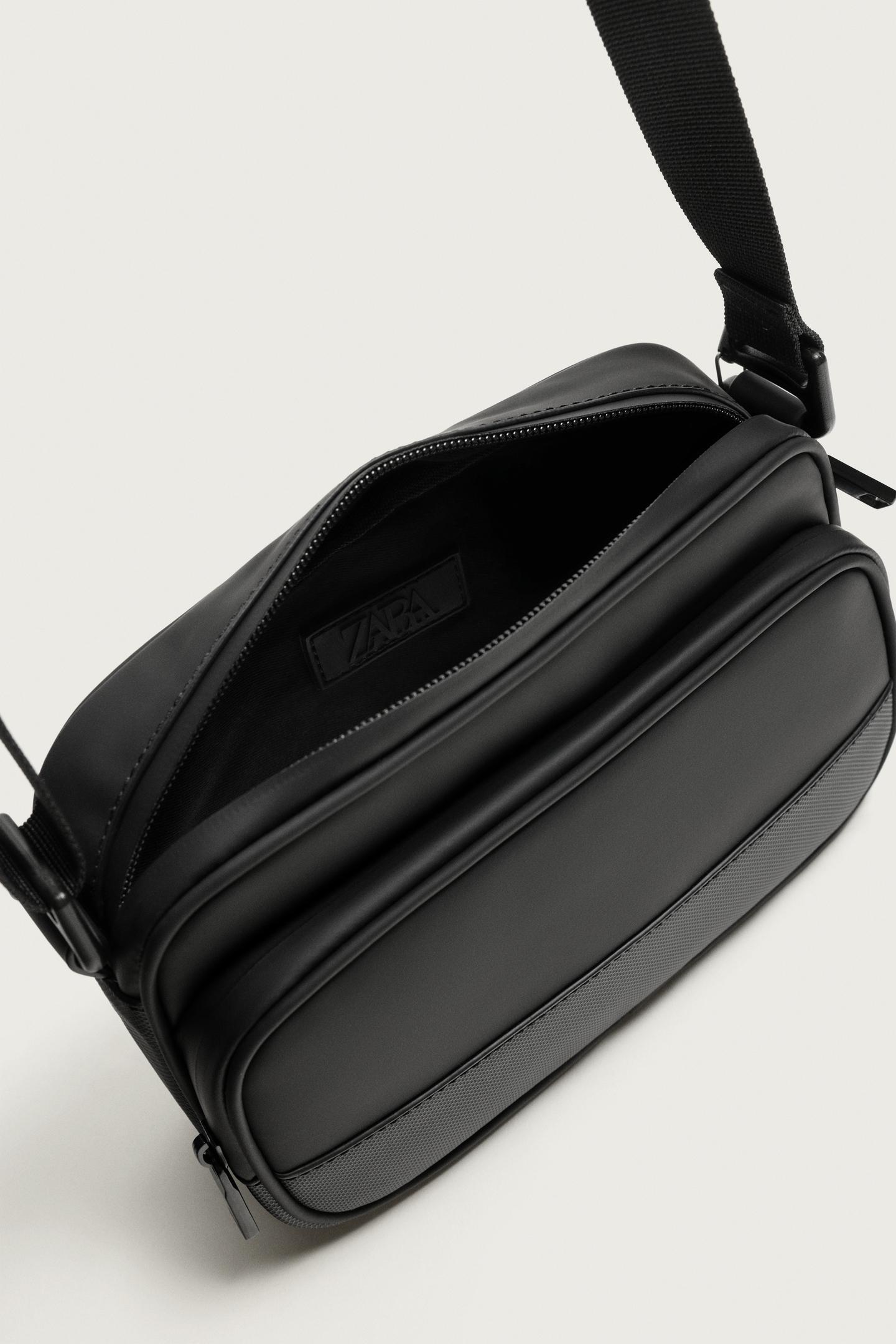 Мужская сумка Zara Rubberized Crossbody, цвет: Чёрный — фото 6