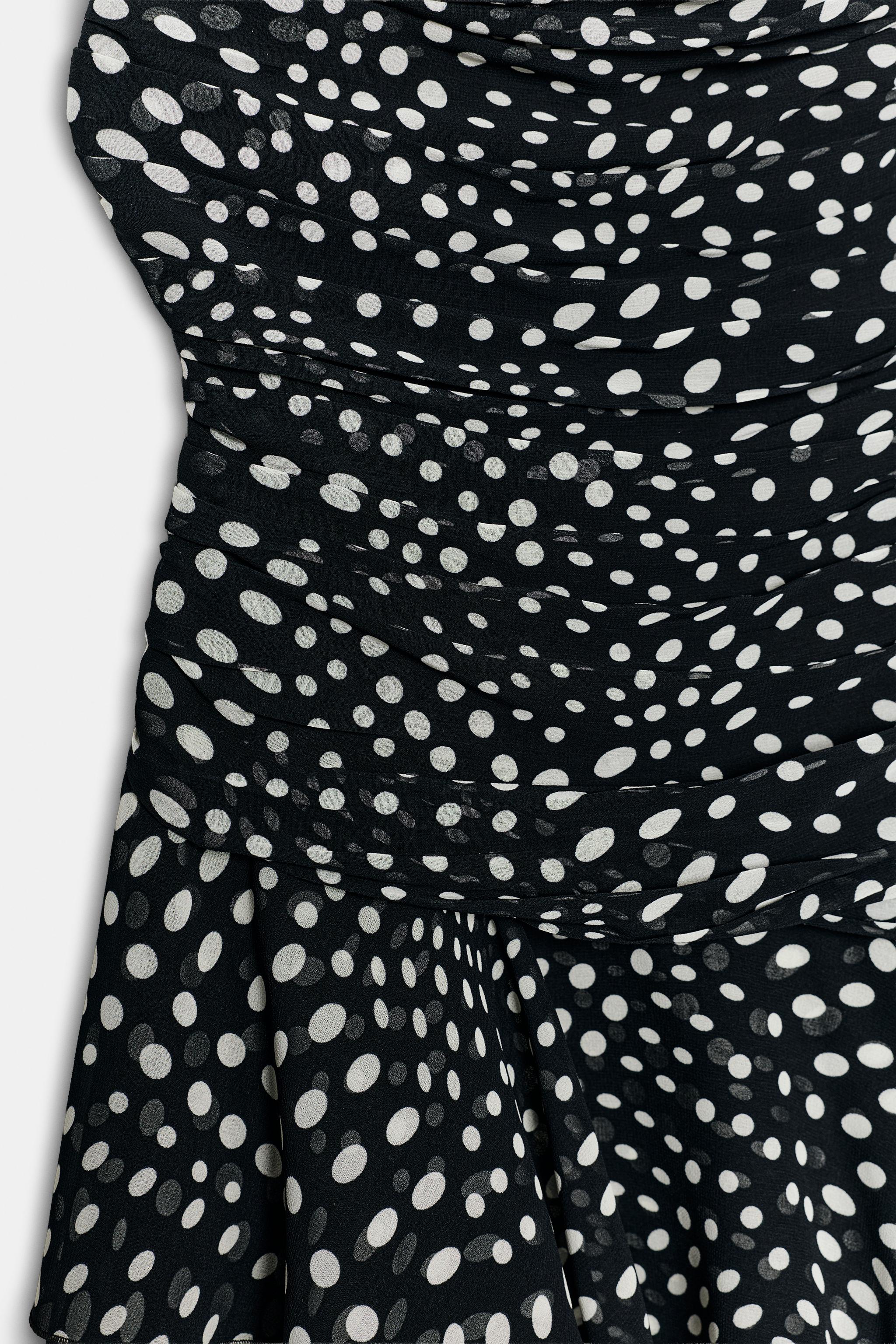 DRAPED POLKA DOT DRESS