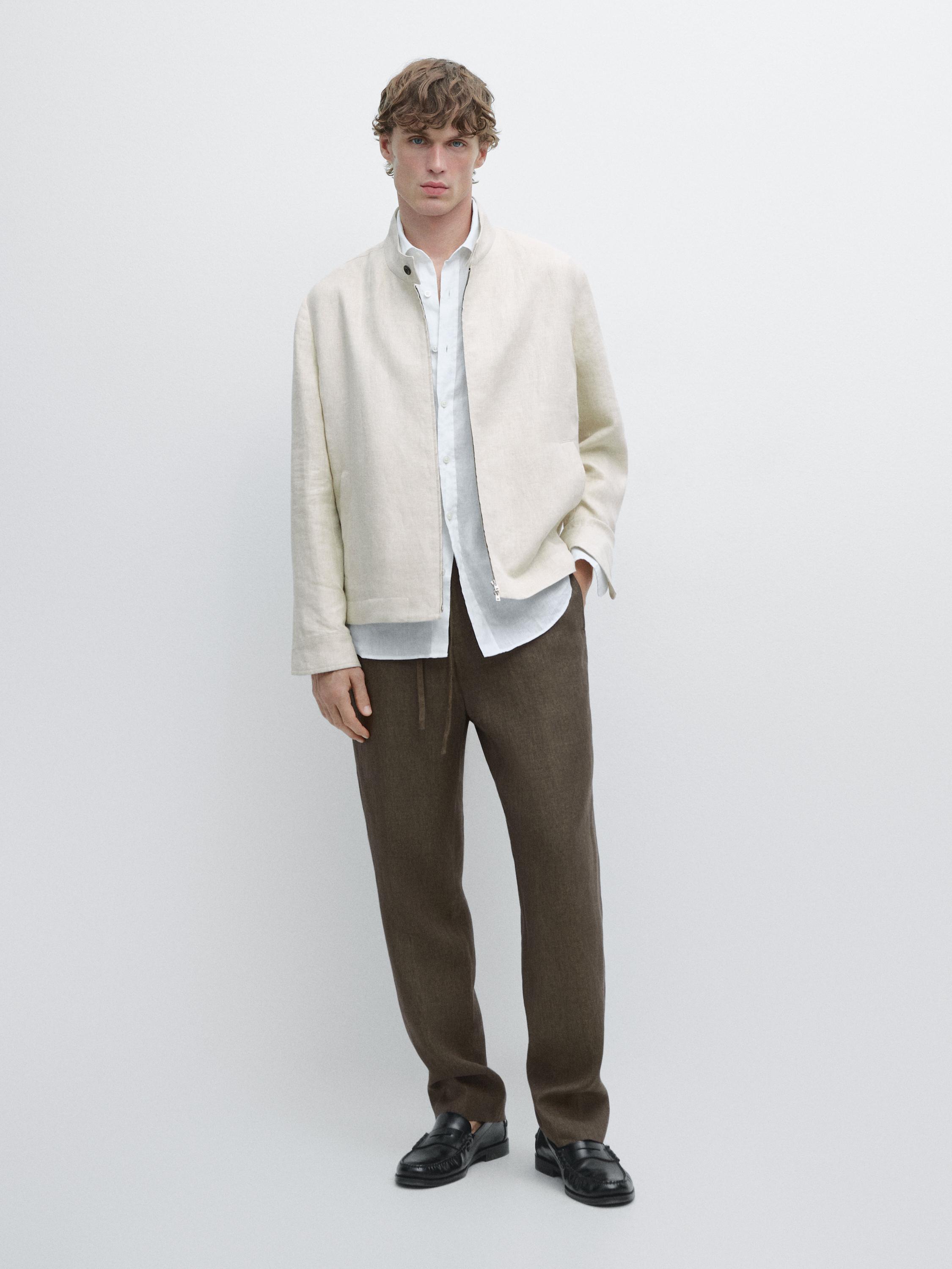 100% linen jogger fit trousers