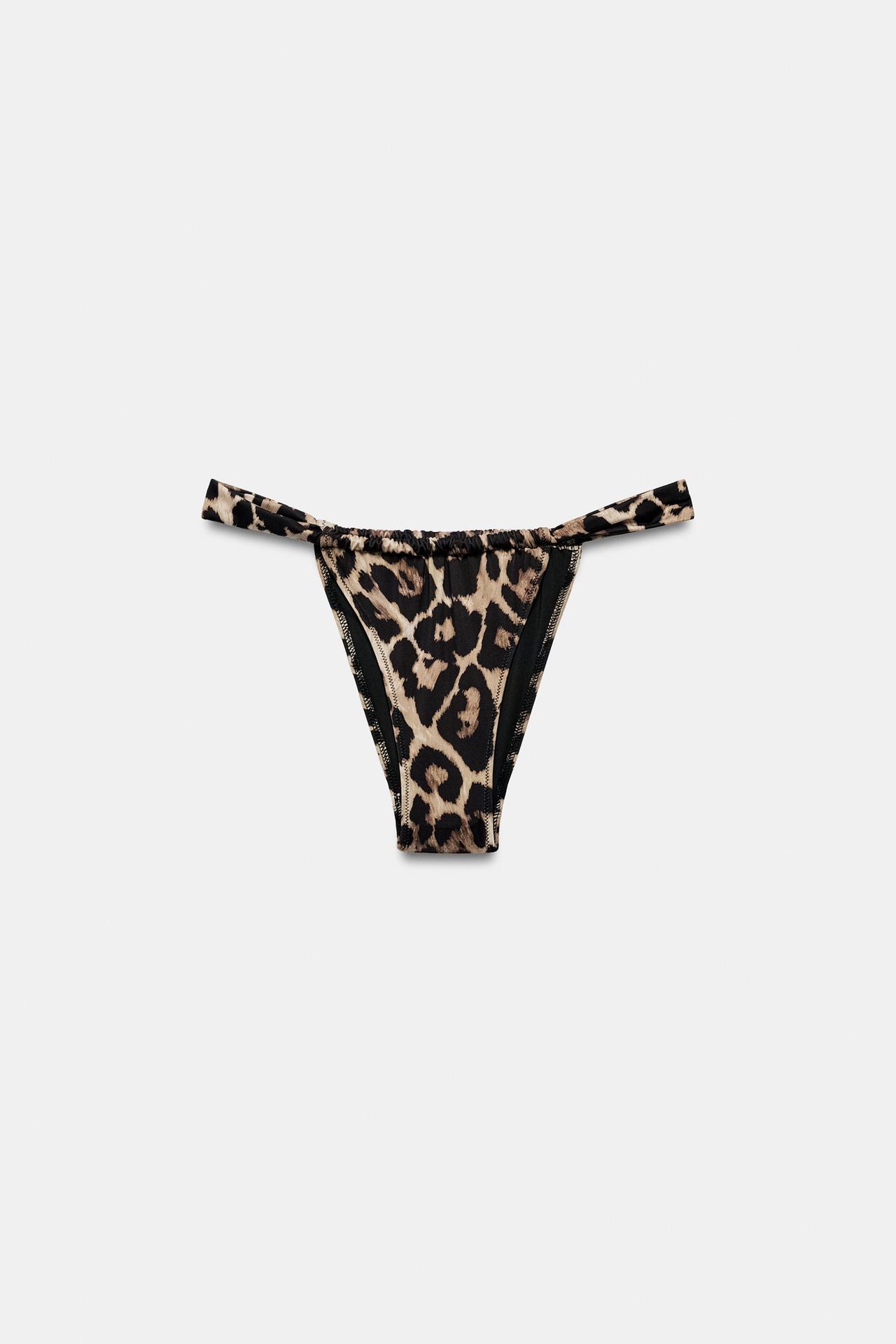 ANIMAL PRINT TIE-SIDE BIKINI BOTTOMS — Leopard