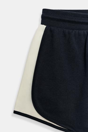 CONTRAST FABRIC SHORTS - Blue/White by Zara - Image 7