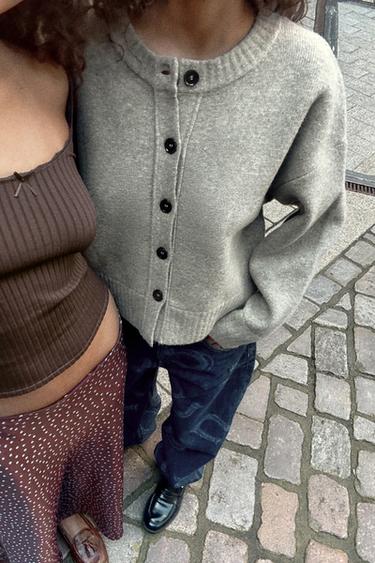 М'ЯКИЙ ТРИКОТАЖНИЙ КАРДИГАН - Сіро-глинястий Zara