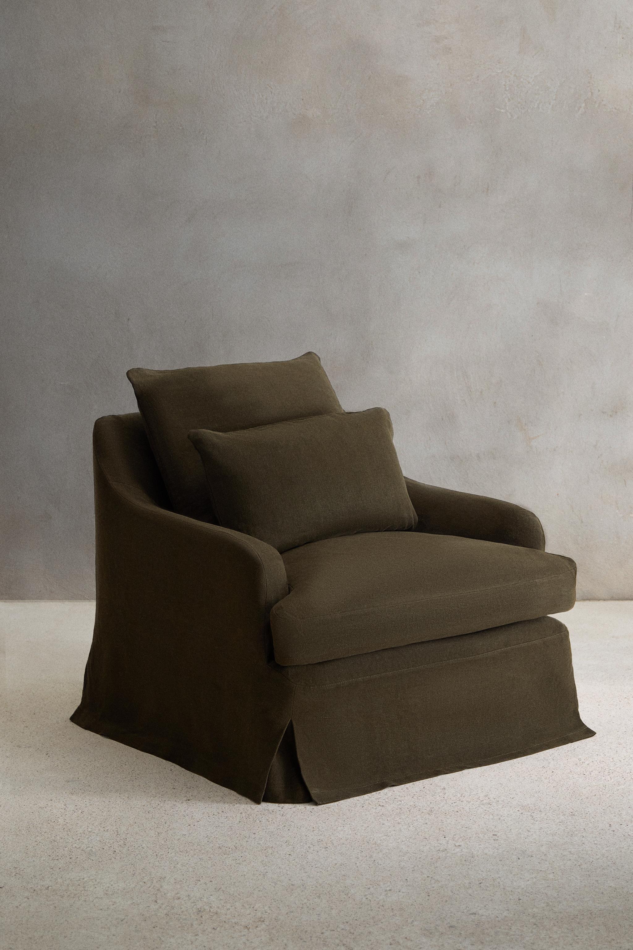 ARMCHAIR 01 LINEN COVER — Khaki