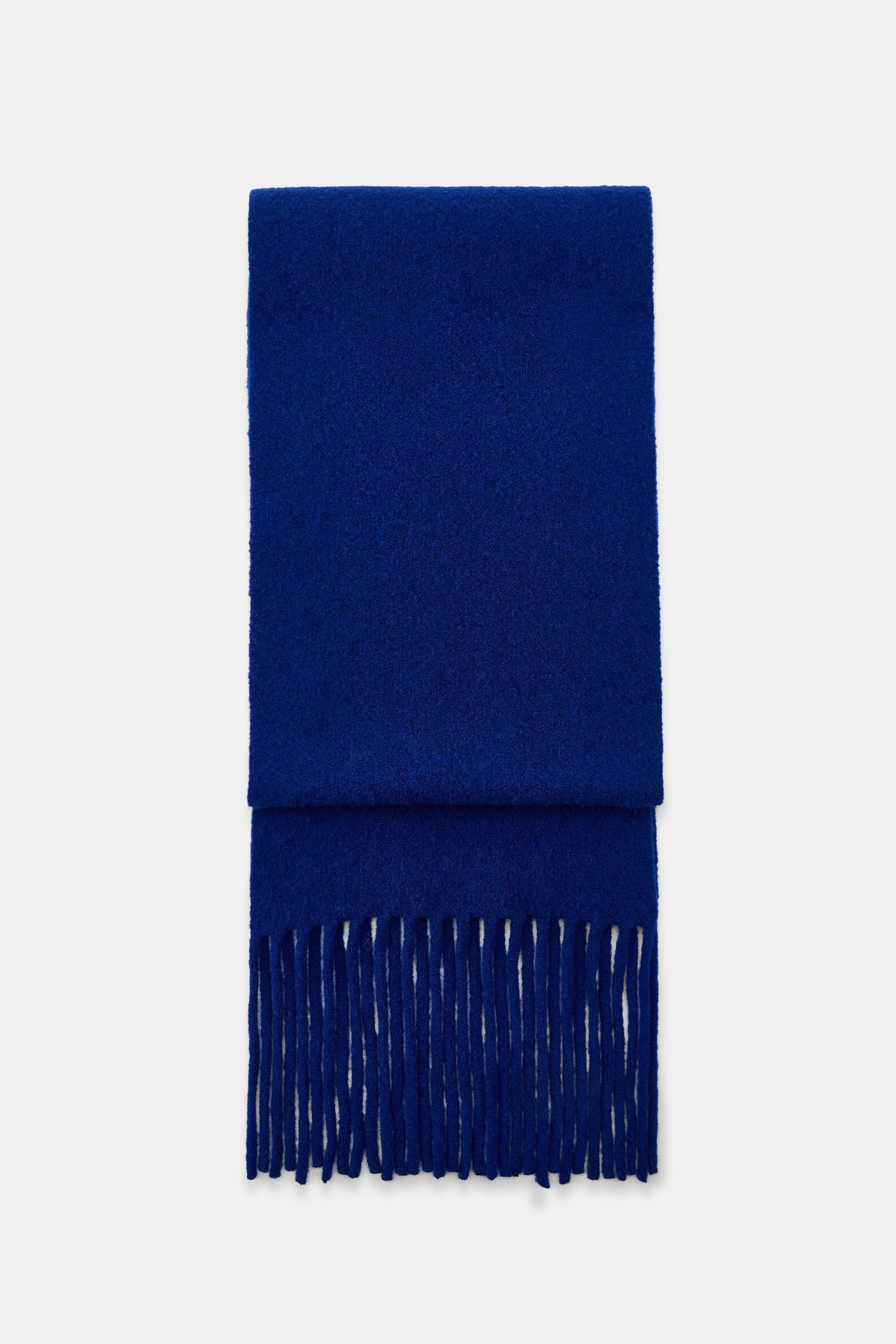 WOOL KNIT FRINGED SCARF
