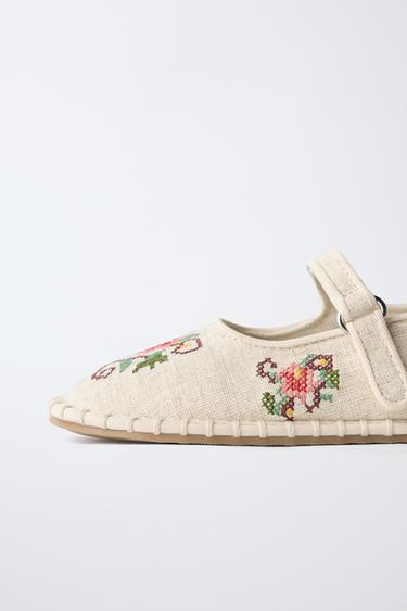 EMBROIDERED BALLET FLATS - Ecru White by Zara - Image 7