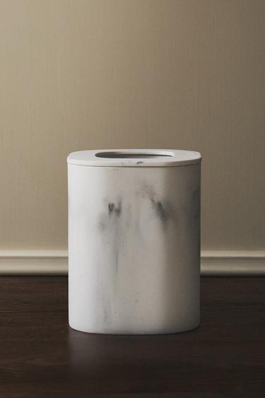 MARBLE-EFFECT BATHROOM BIN - Grey by Zara