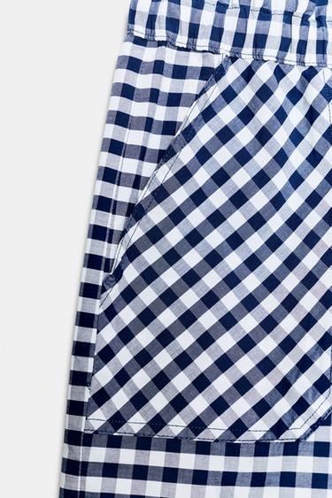 SHORT À CARREAUX VICHY ZW COLLECTION - Blanc / Bleu marine de Zara - Image 10