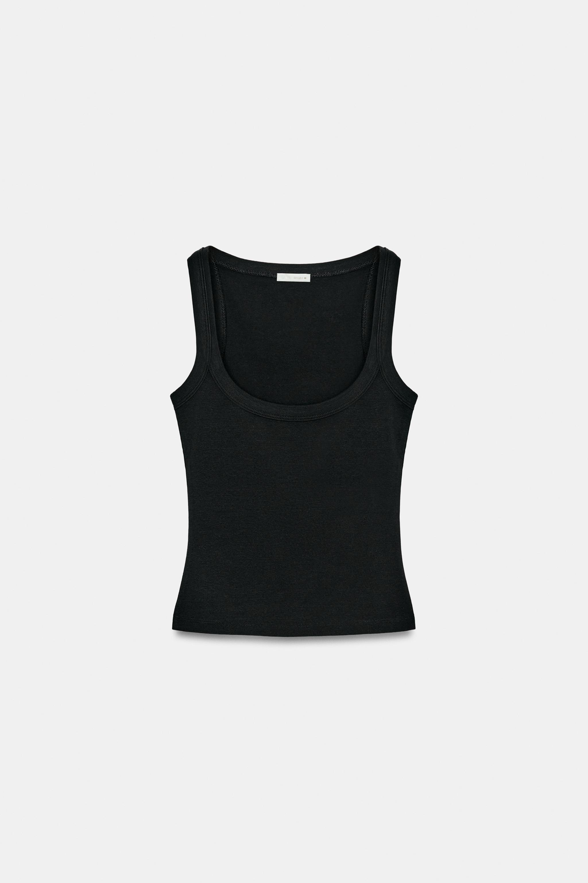 COTTON TANK TOP — Black