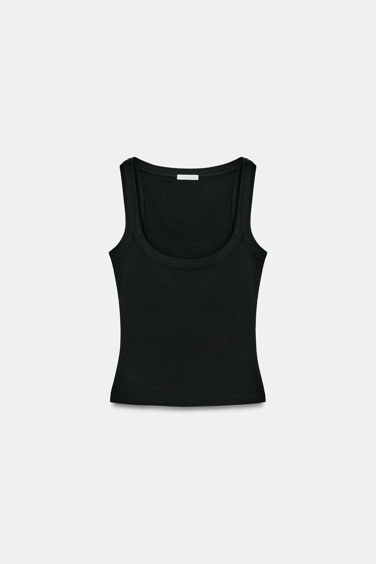 COTTON TANK TOP — Black