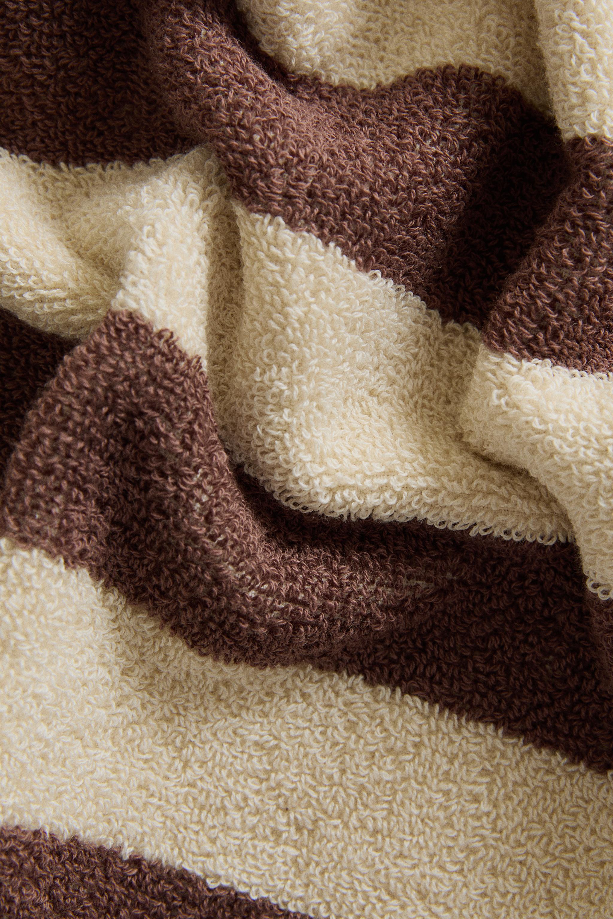 SERVIETTE DE BAIN COTON OVERLOCK RAYURES