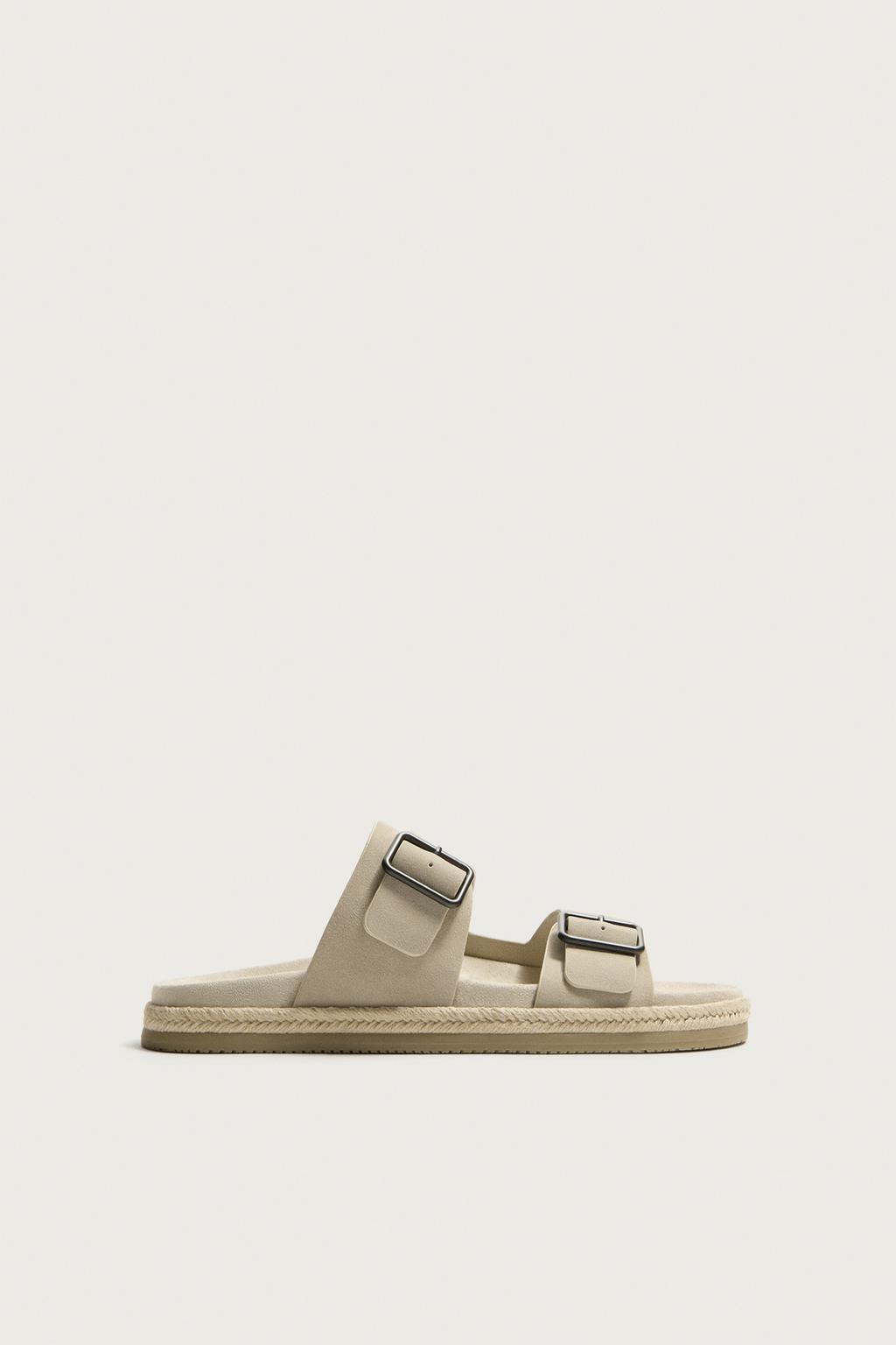 DOUBLE-STRAP LEATHER SANDALS
